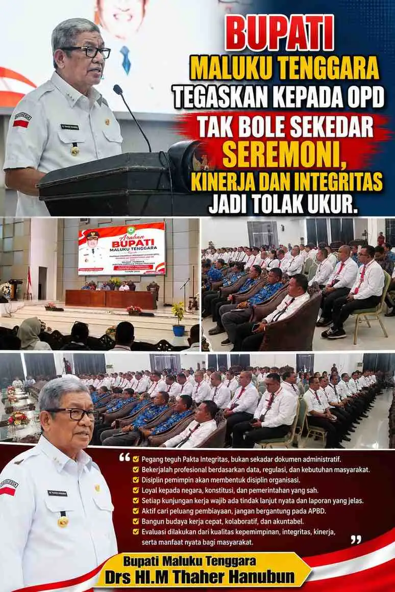 Bupati Maluku Tenggara Tegaskan Kepala OPD Tak Boleh Sekadar Seremonial, Kinerja dan Integritas Jadi Tolok Ukur