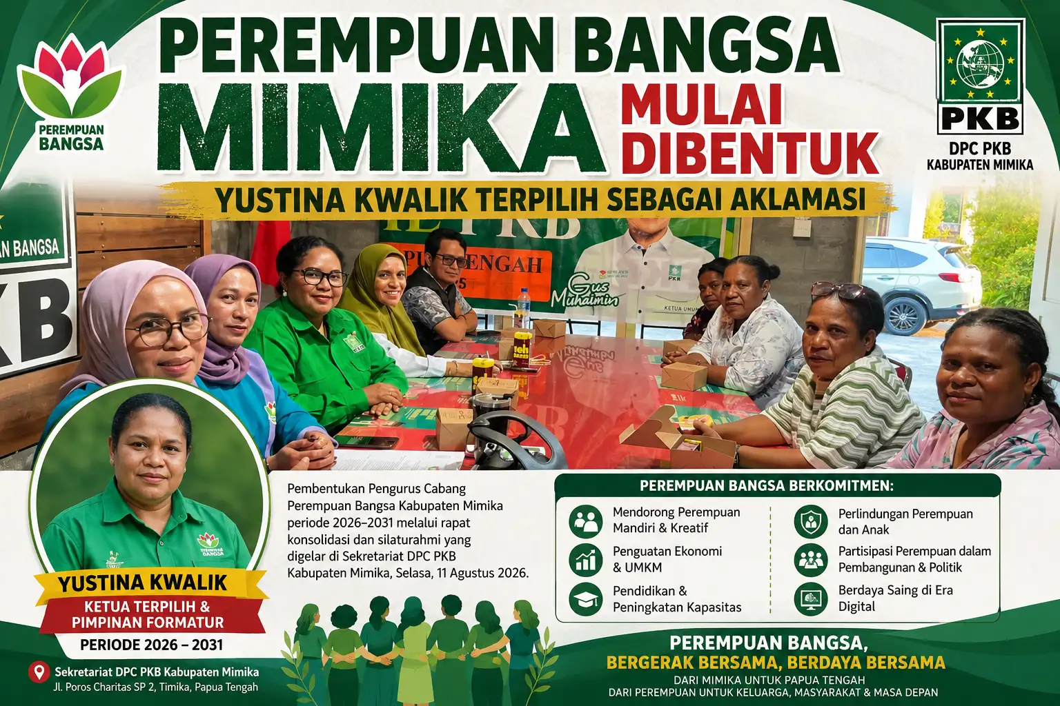 PEREMPUAN BANGSA MIMIKA MULAI DIBENTUK, YUSTINA KWALIK TERPILIH AKLAMASI