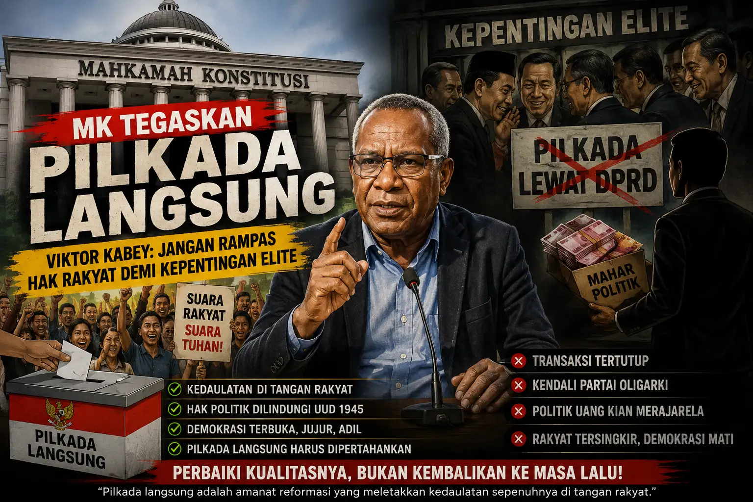 MK Tegaskan Pilkada Langsung, Viktor Kabey: Jangan Rampas Hak Rakyat Demi Kepentingan Elite